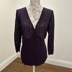 Eggplant V-Neck Wrap Sweater